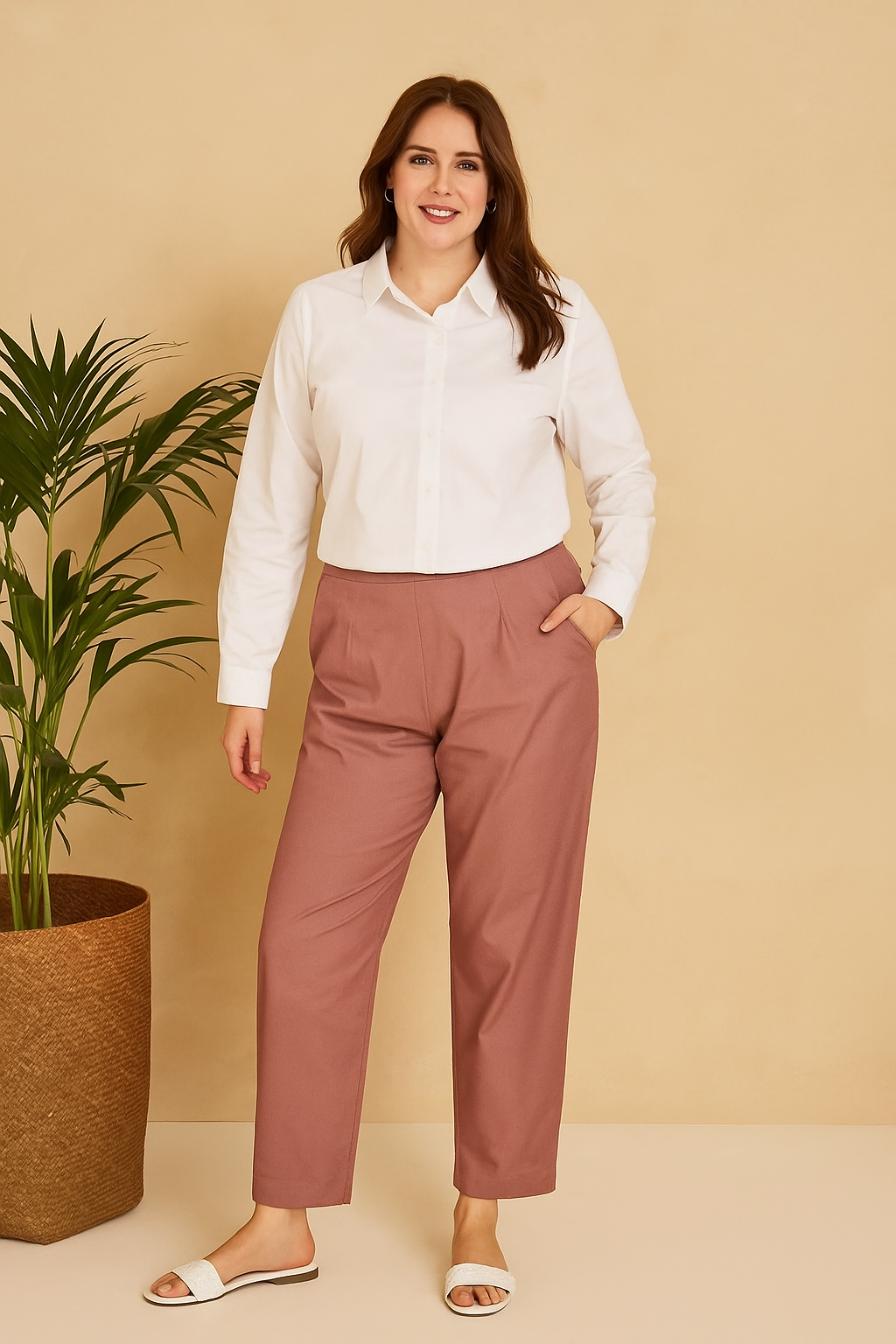 Rose Taupe Cotton Pant