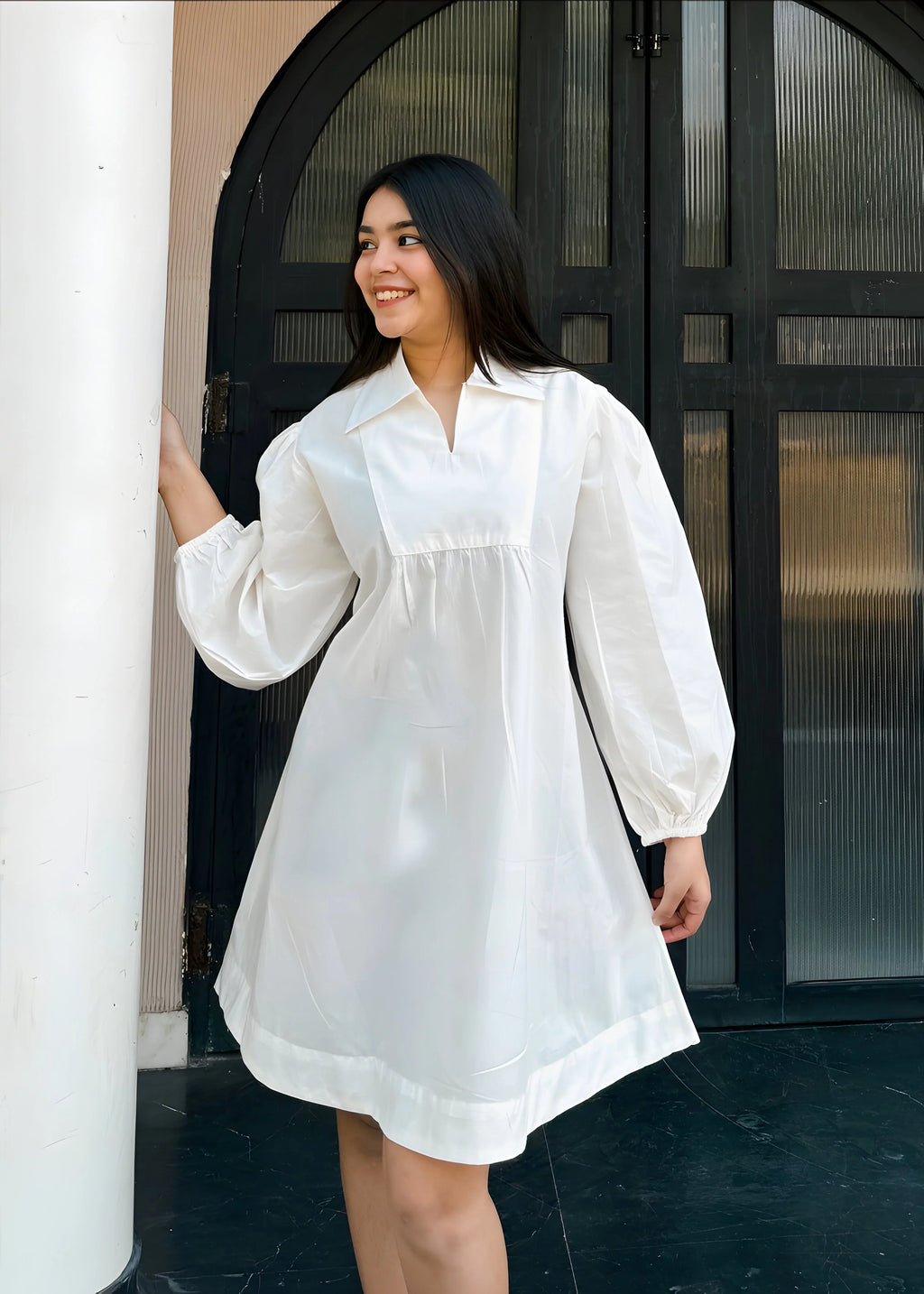 Vanilla White Poplin Dress