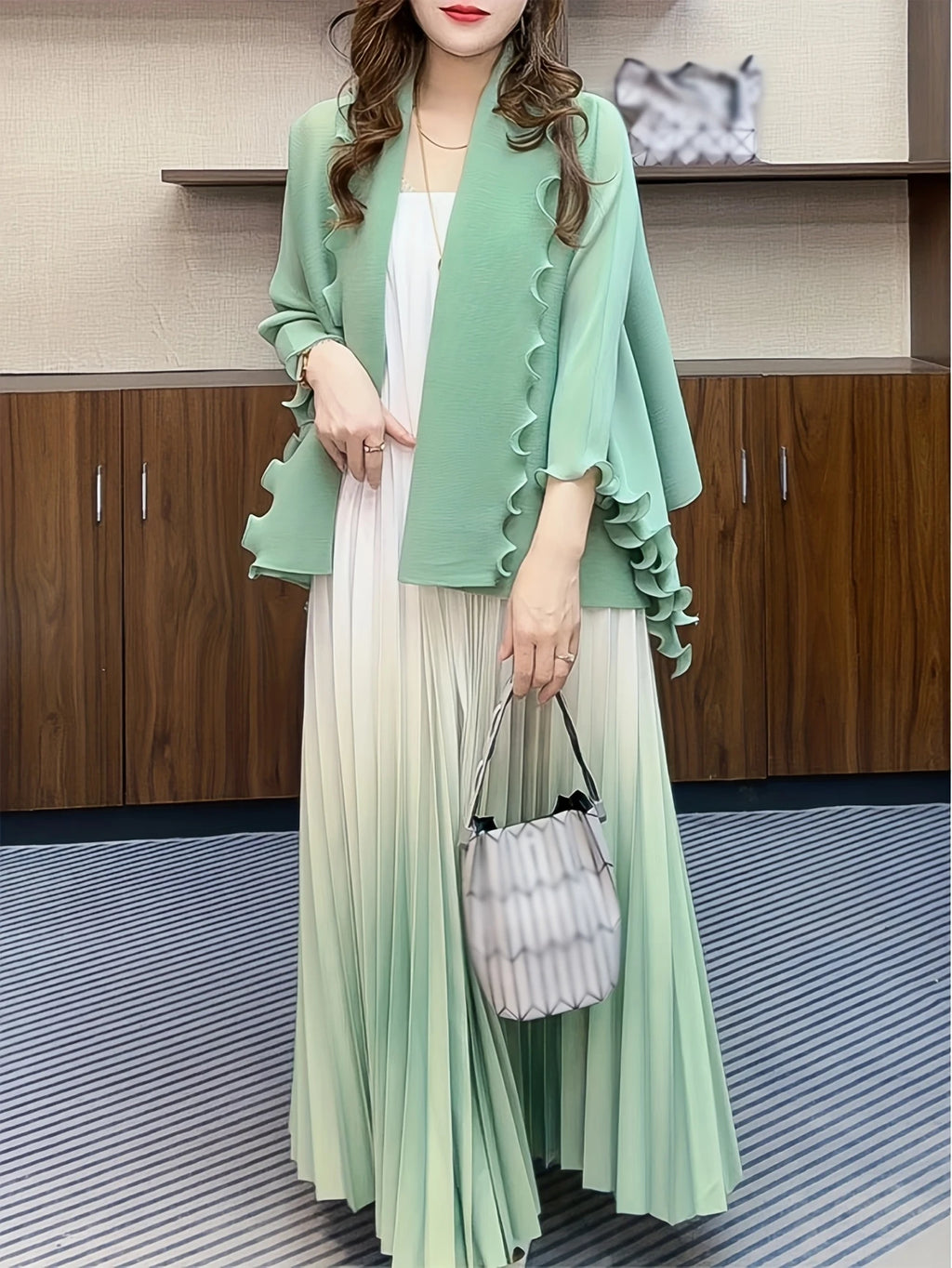 Chic Pleated Two-Piece Dress Set