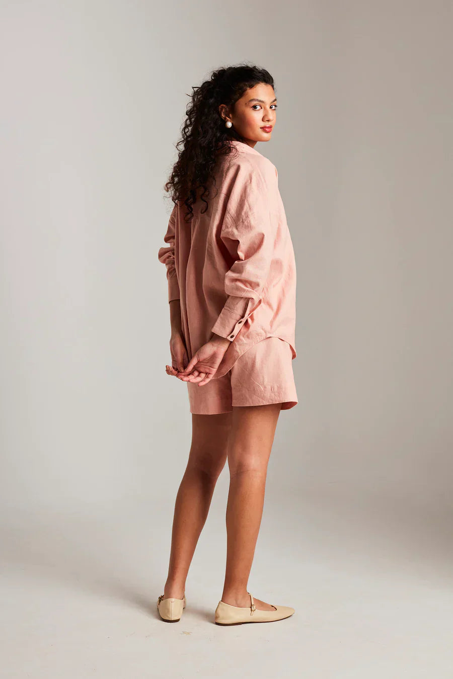 Rosé Co-Linen Classic Shirt Set