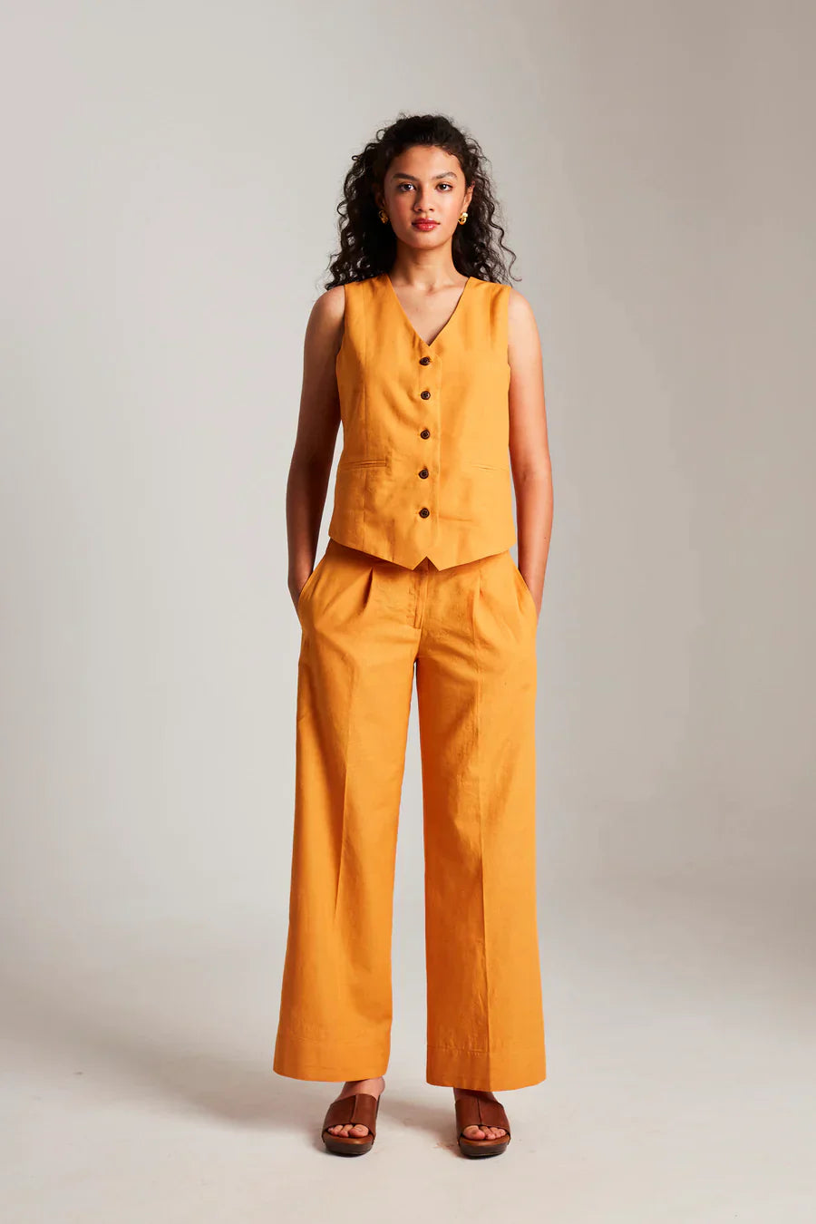 Mango Co-Linen Vest Coat & Trousers