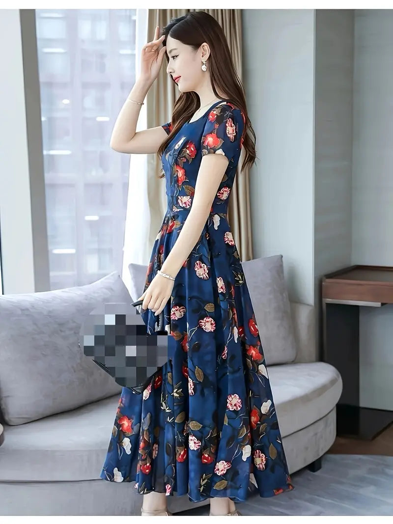 Grace Loop – Elegant Printed Casual Dress for Women
