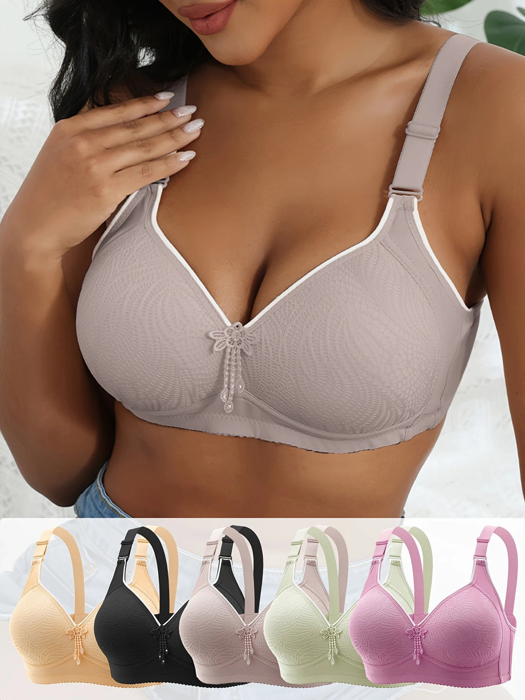 6pcs Women's Floral Lace Push-Up Bras(pack of 6)