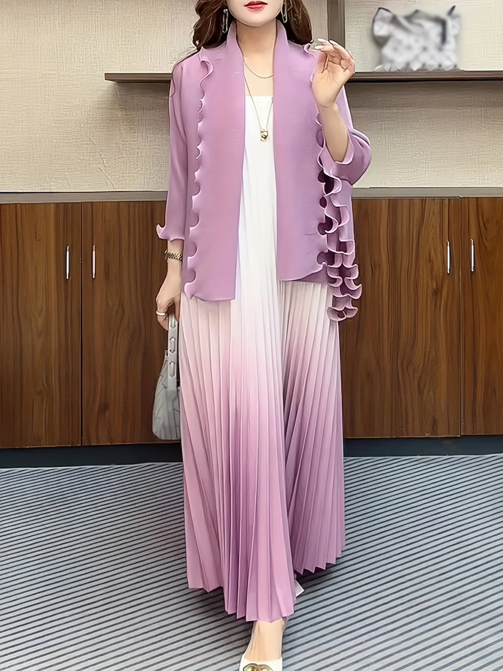 Chic Pleated Two-Piece Dress Set