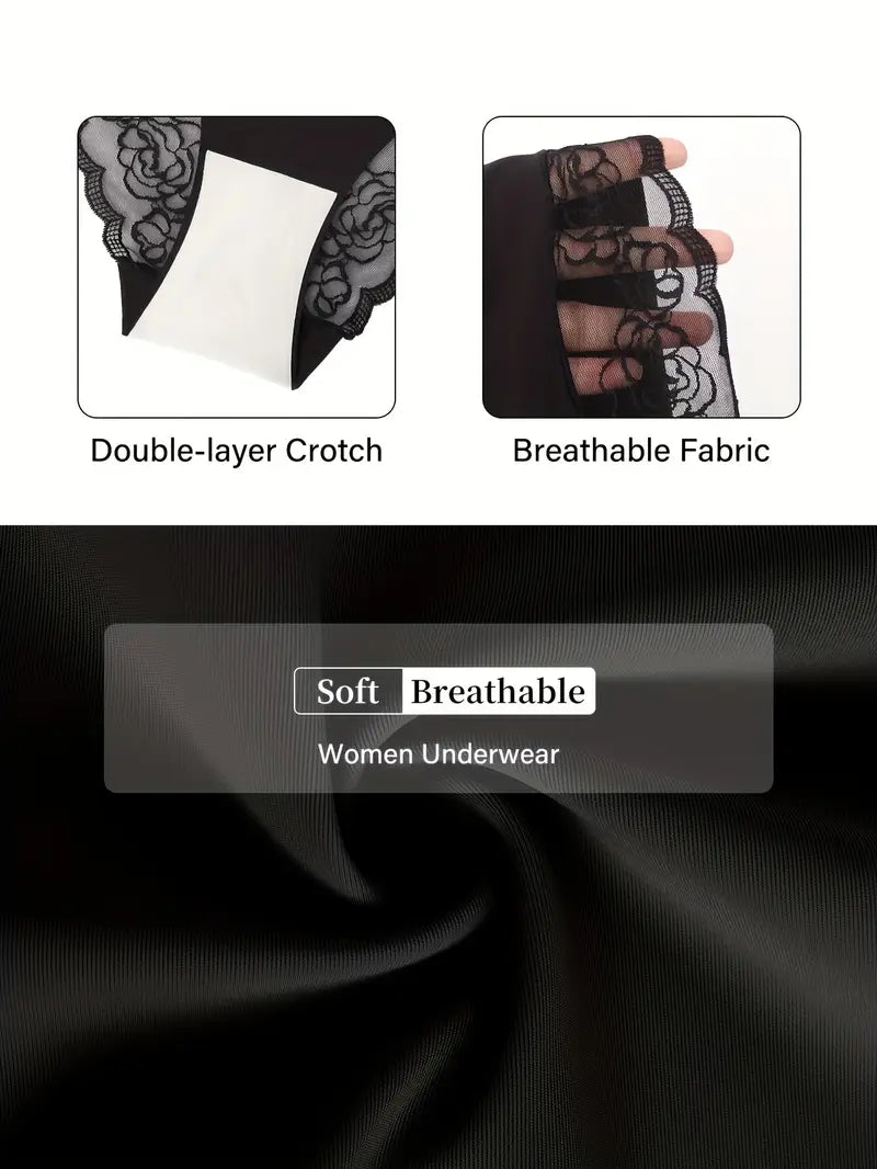 6pcs Women's Solid Floral – Sexy, Stretchy & Panties Comfortable Everyday Intimates