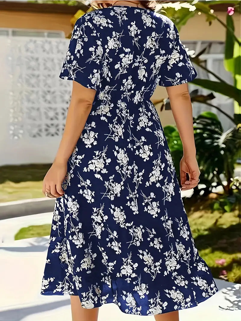 Grace Loop – Elegant Printed Casual Dress for Women