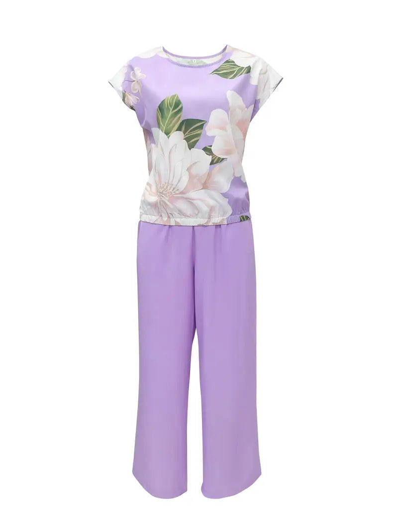 Spring Aura – 2-Piece Floral Print Vacation Outfit for Women