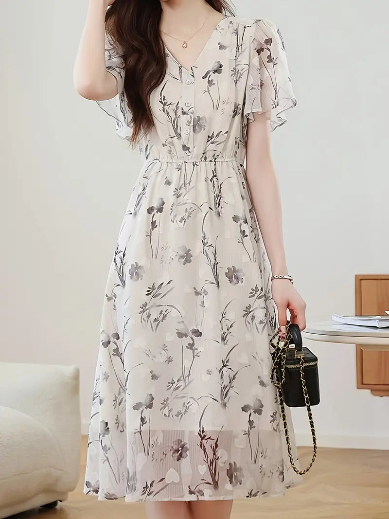 Grace Loop – Elegant Printed Casual Dress for Women
