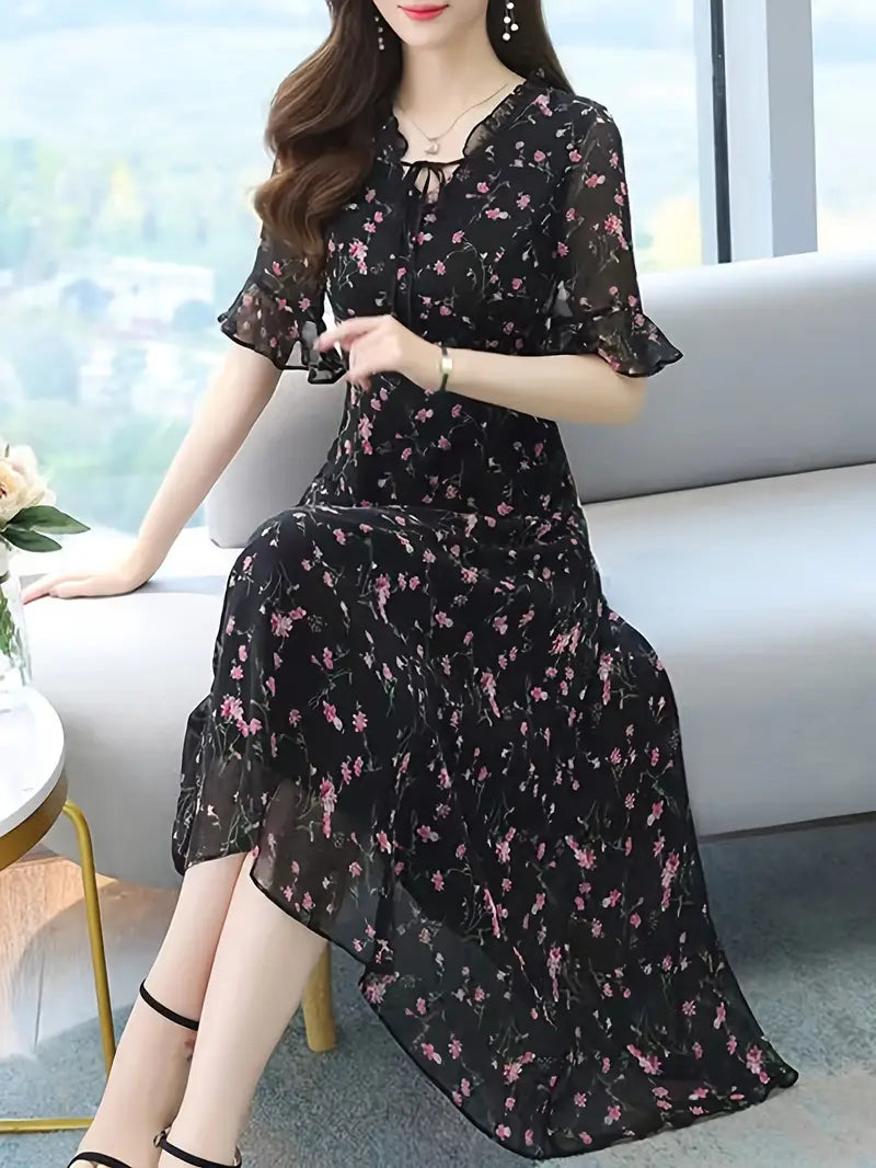 Grace Loop – Elegant Printed Casual Dress for Women