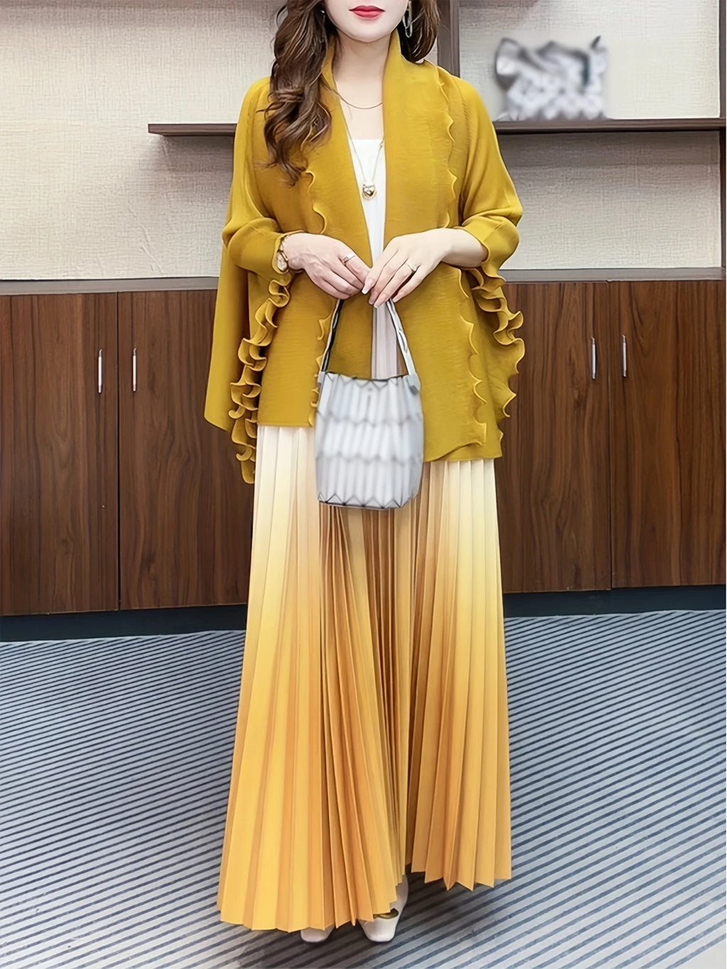 Chic Pleated Two-Piece Dress Set