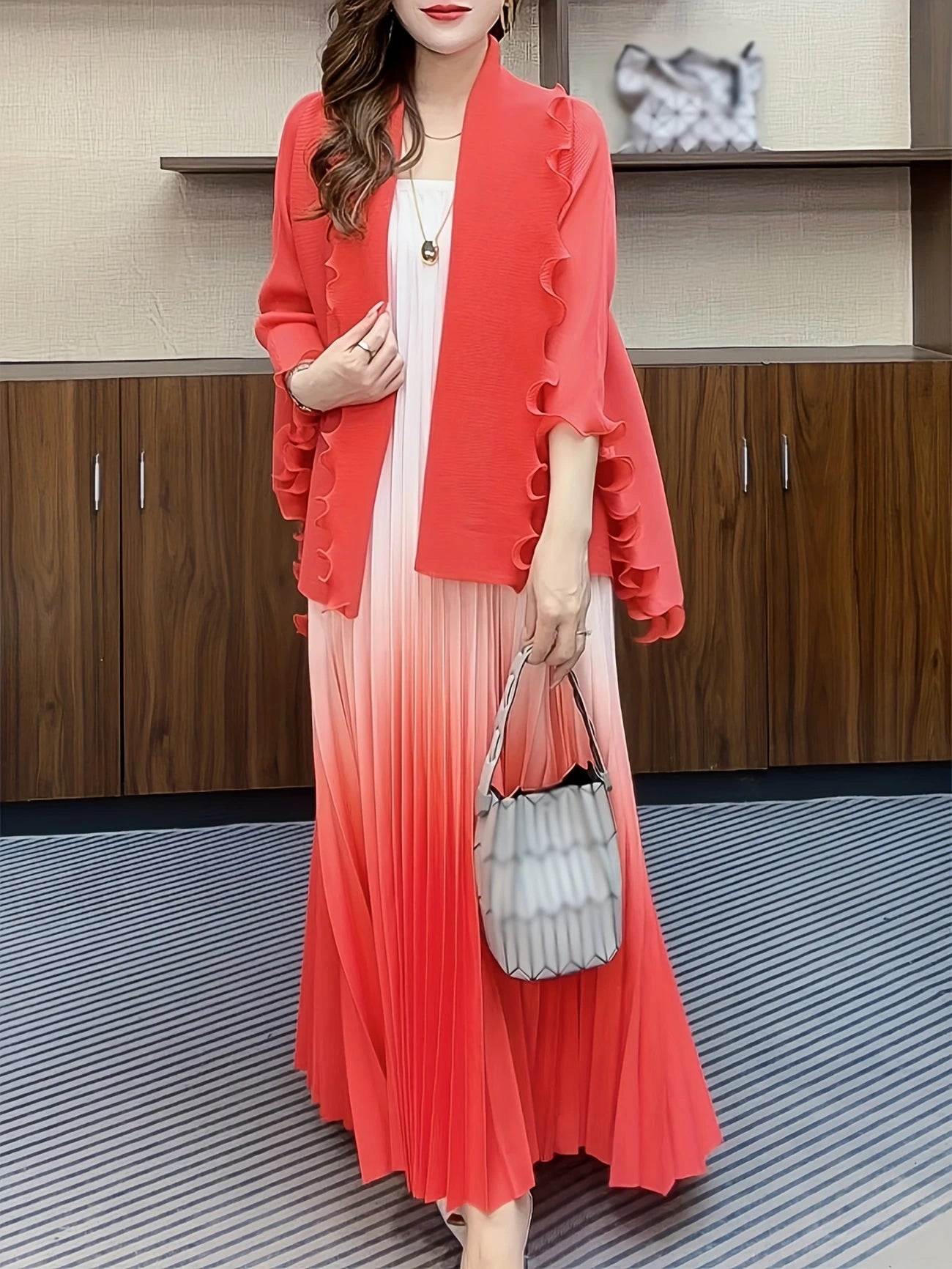 Chic Pleated Two-Piece Dress Set