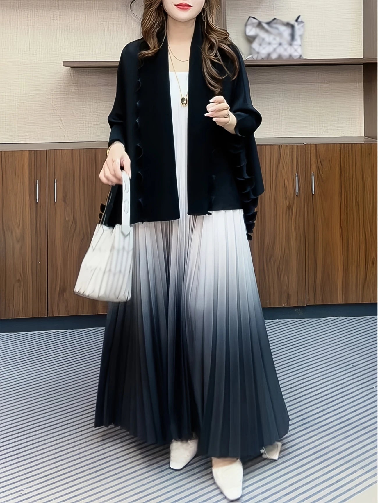 Chic Pleated Two-Piece Dress Set