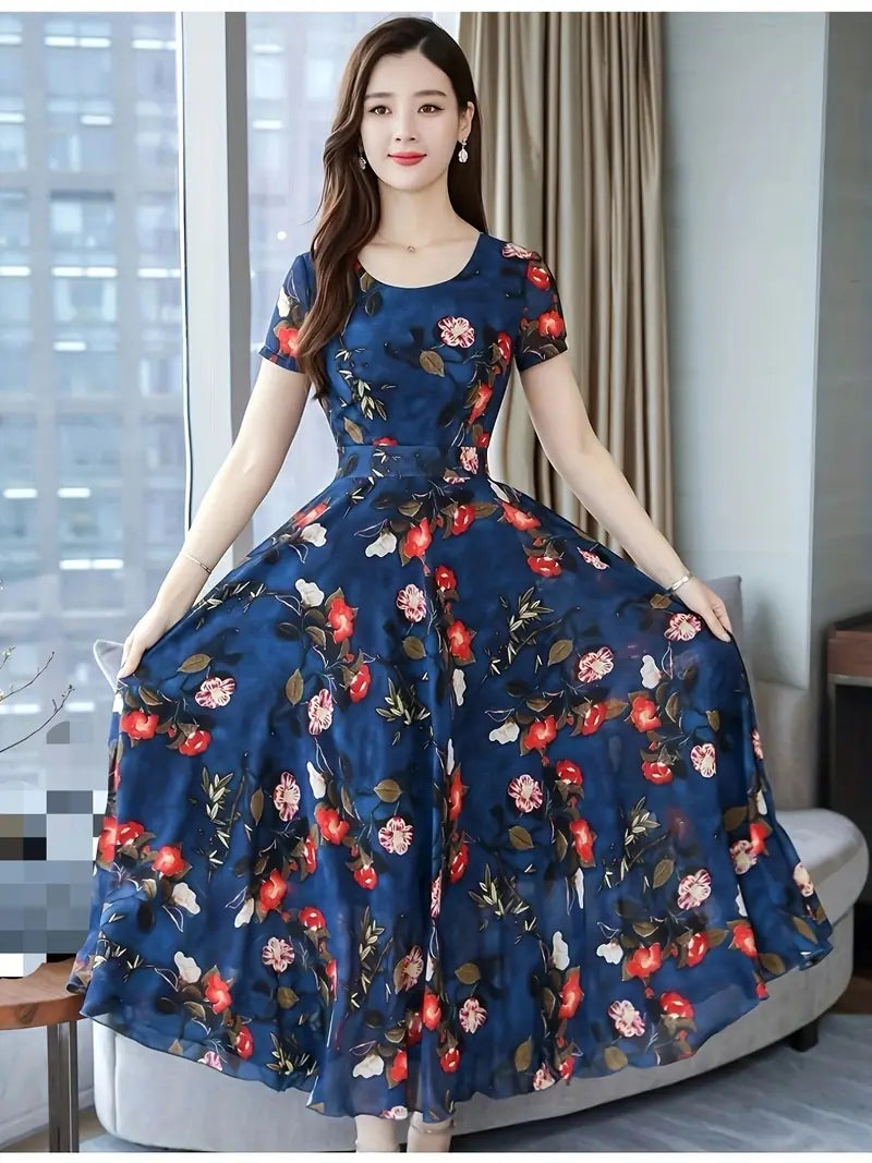 Grace Loop – Elegant Printed Casual Dress for Women