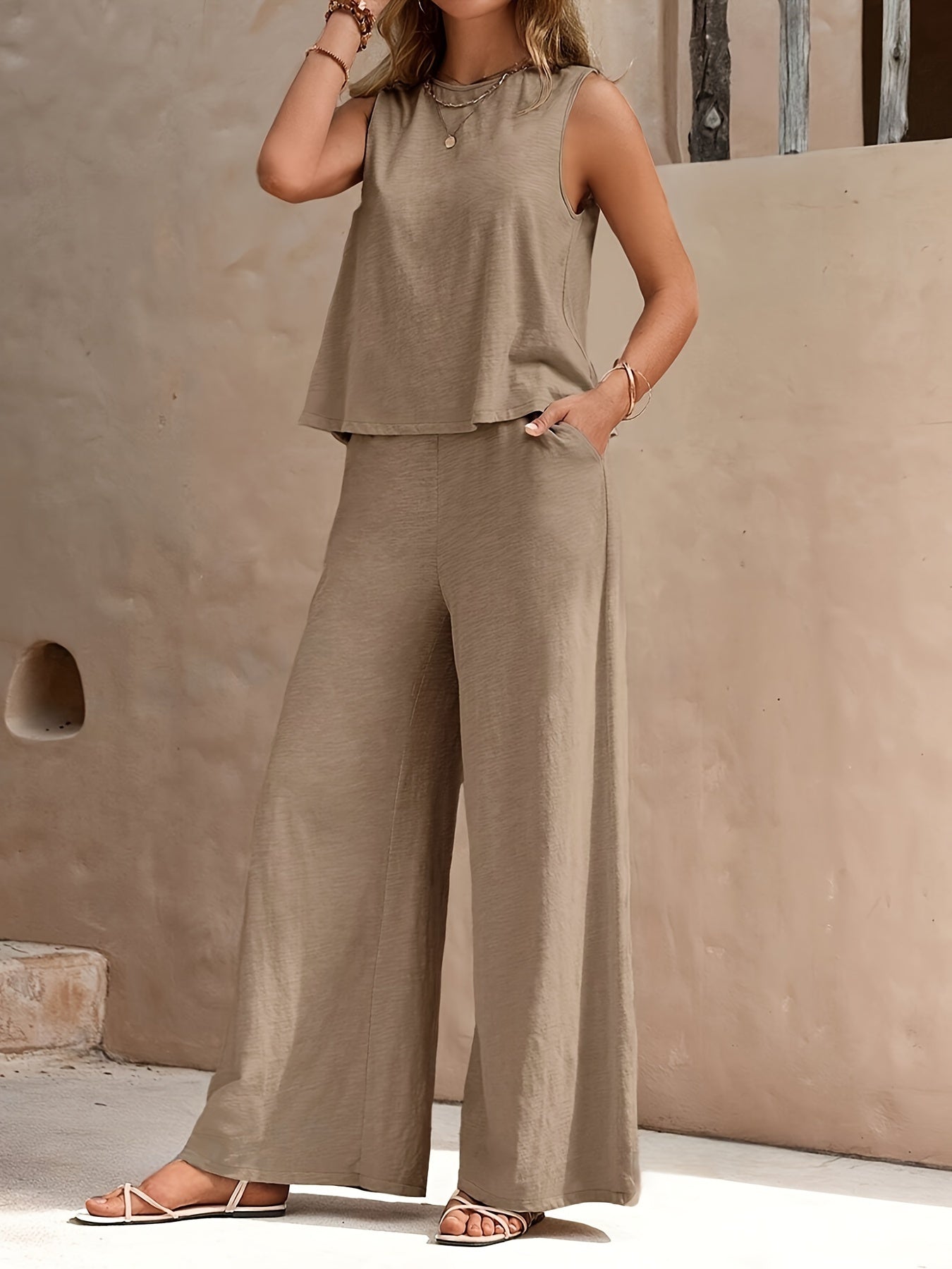 Two-piece Set Top & Wide Leg Loose Pants