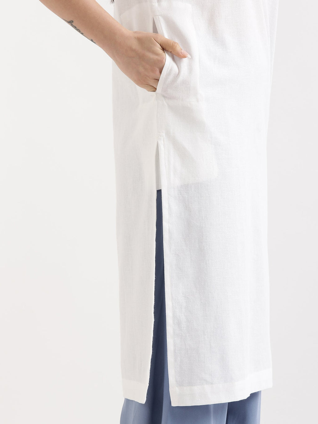 Breezy White Linen Kurta