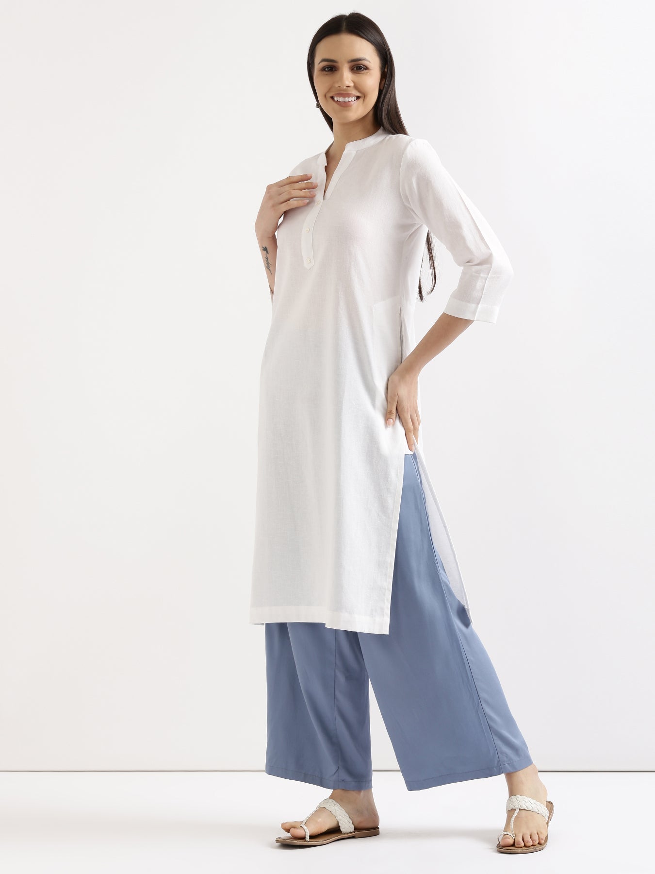 Breezy White Linen Kurta