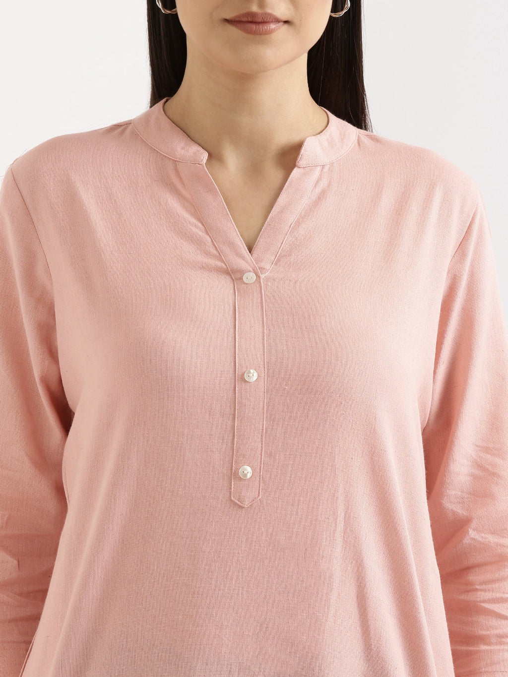 Salmon Pink Linen Kurta