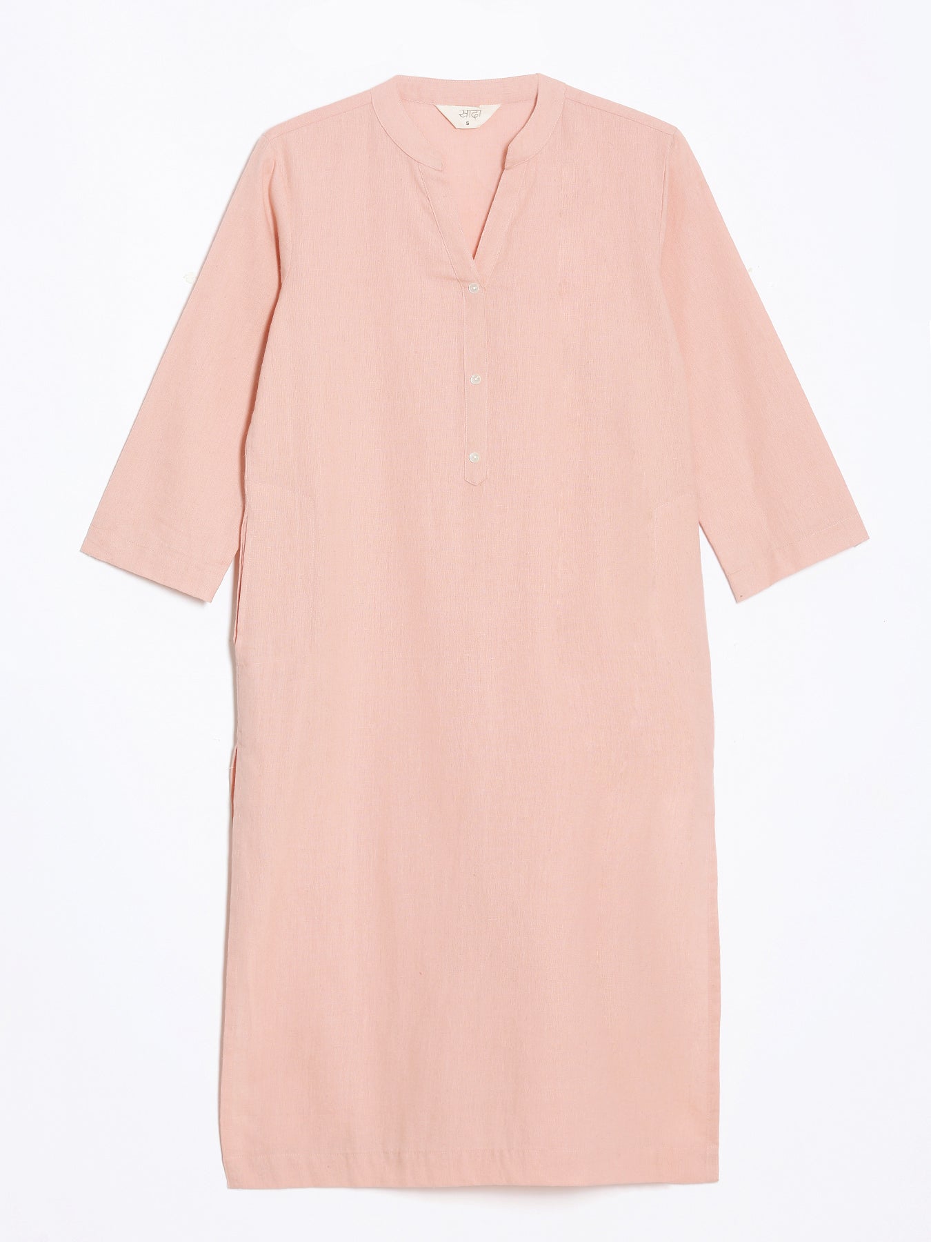 Salmon Pink Linen Kurta