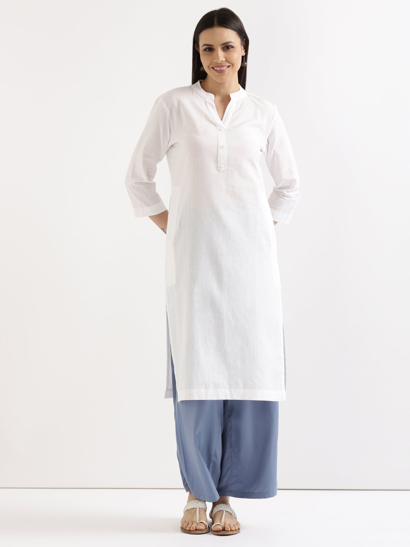Breezy White Linen Kurta