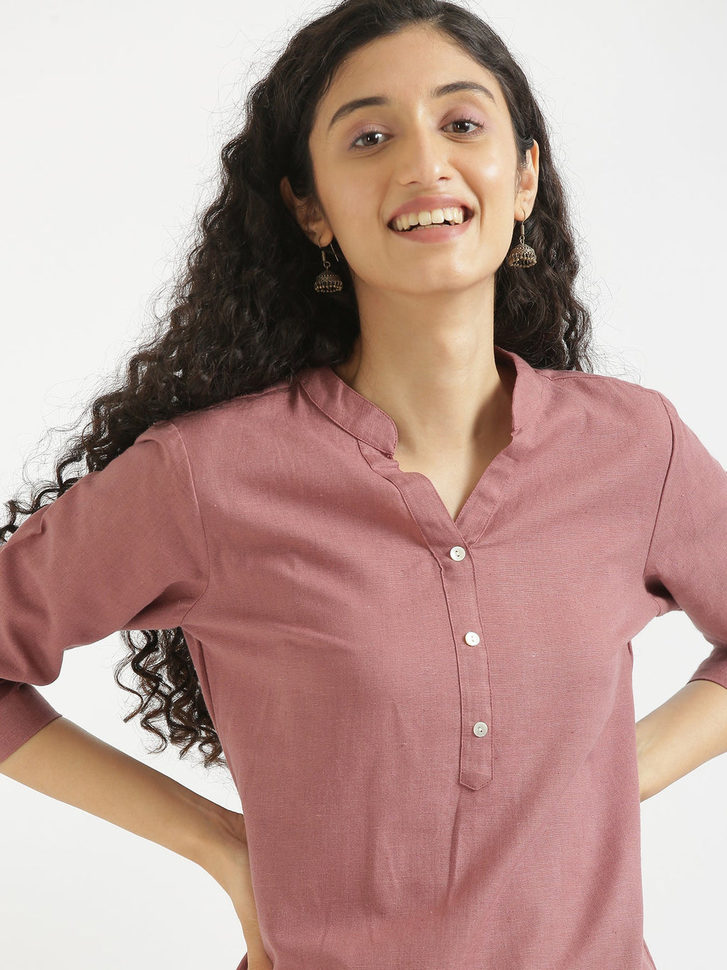 Rose Taupe Linen Kurta