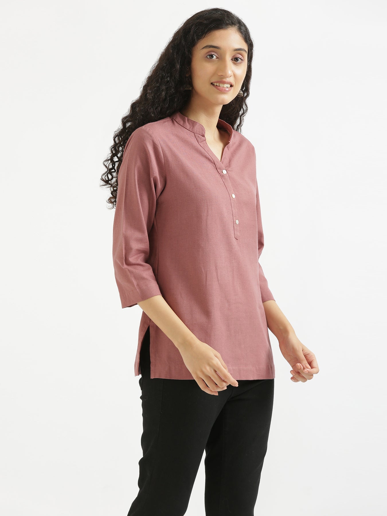 Rose Taupe Linen Kurta