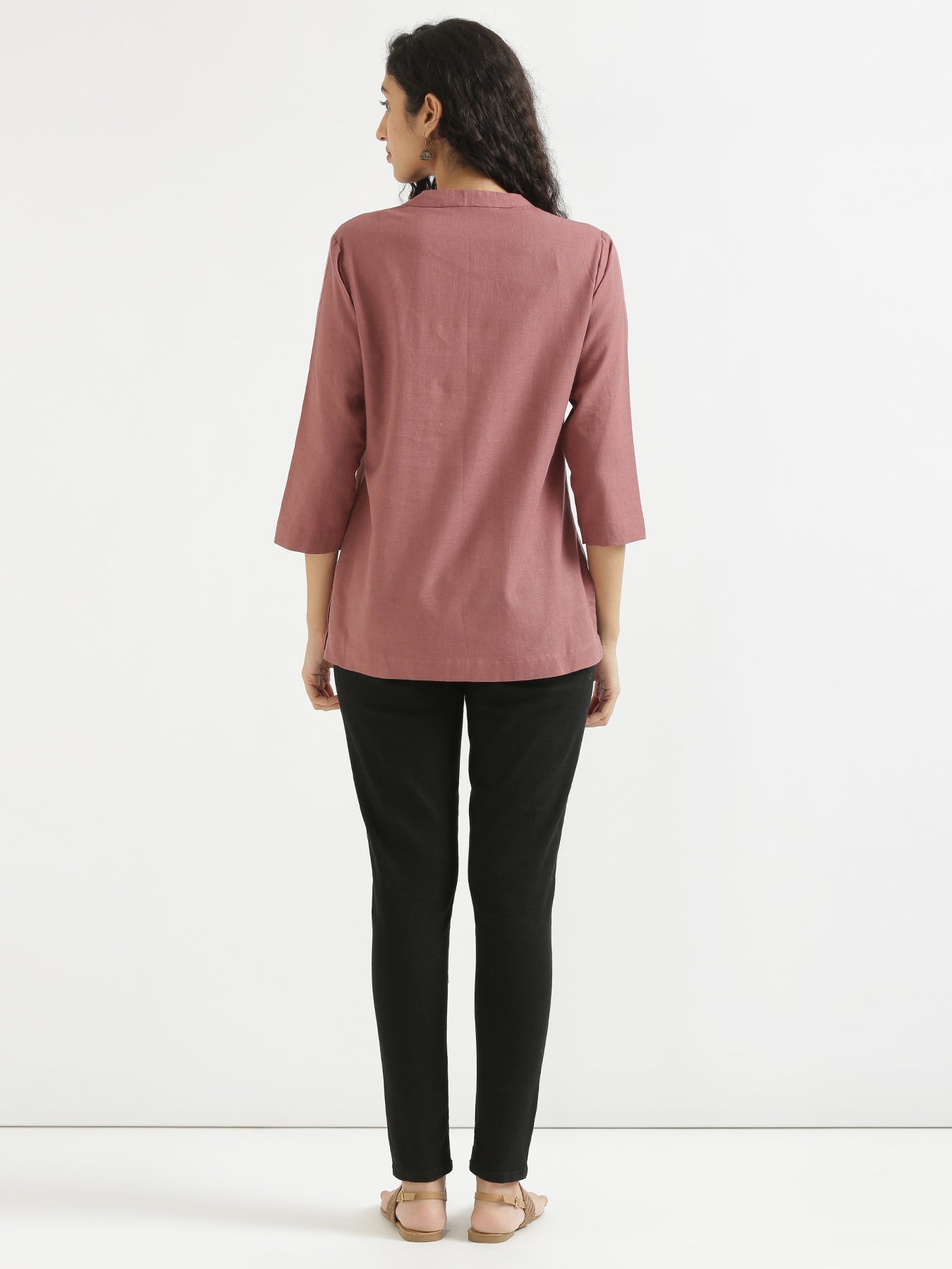 Rose Taupe Linen Kurta