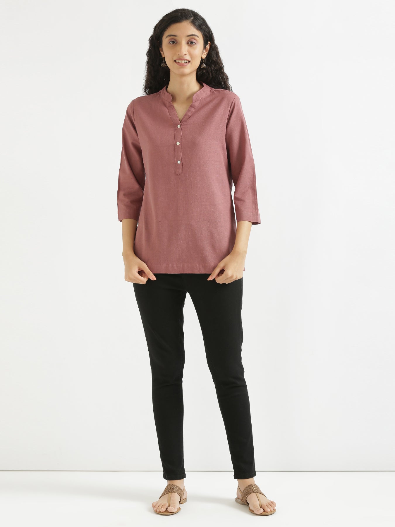 Rose Taupe Linen Kurta