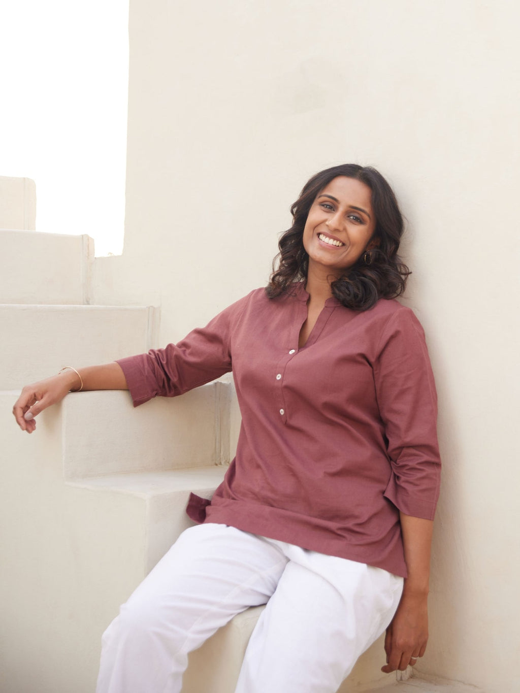 Rose Taupe Linen Kurta