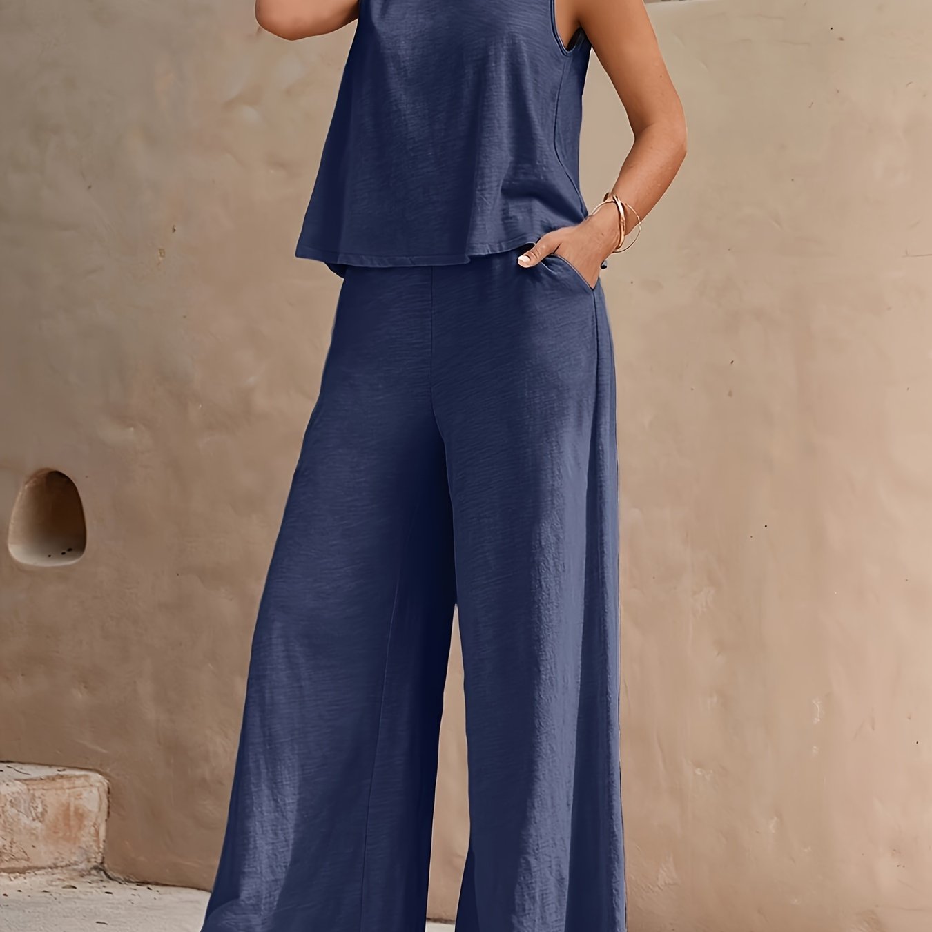 Two-piece Set Top & Wide Leg Loose Pants