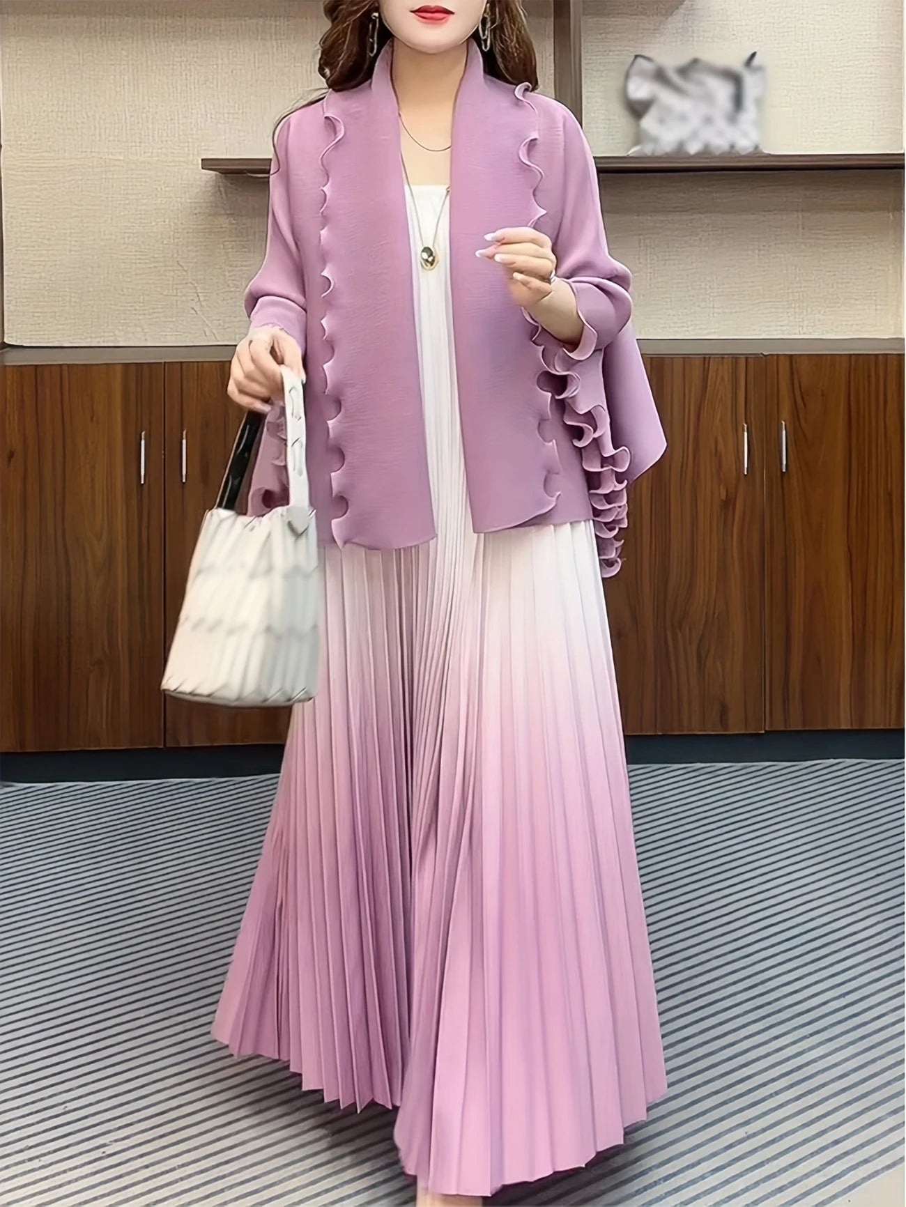 Chic Pleated Two-Piece Dress Set