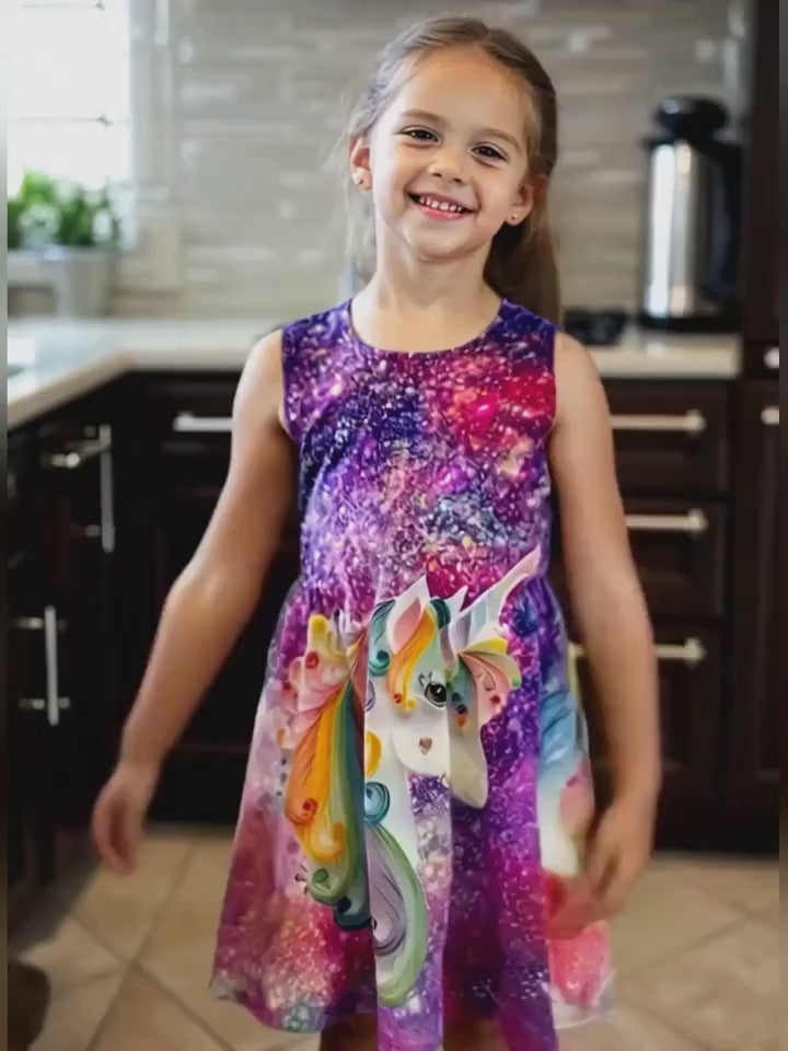 Girls' 3-Pack Unicorn A-Line Dresses