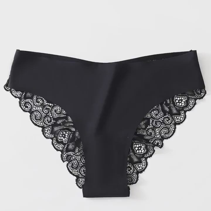 6pcs Women’s Lace Hipster Panties – Soft and Solid Colors with Contrast Lace