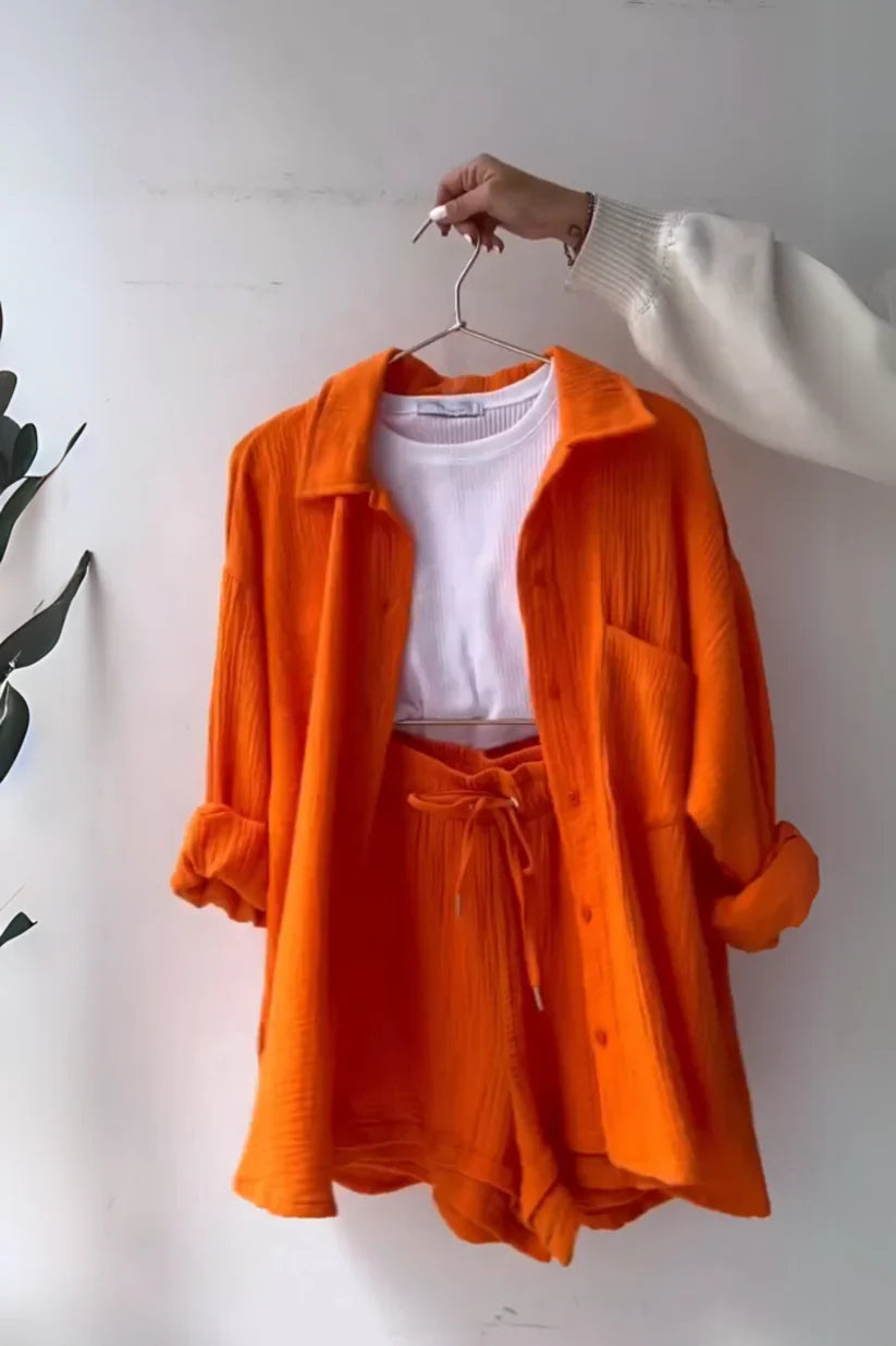 Sunset Haze – Two-Piece Cotton Ensemble